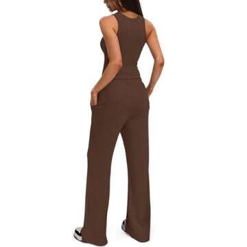 Darong Women's Two Piece Outfits Lounge Sets Ruched Short Sleeve Pullover Tops and High Waisted Pant...