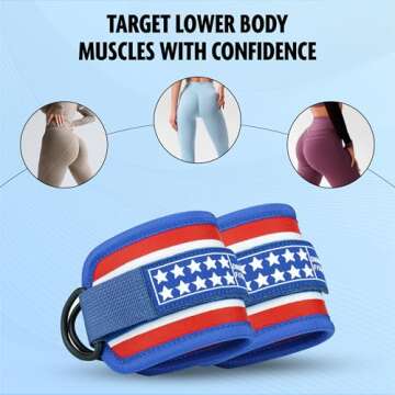 DMoose Fitness Ankle Straps for Cable Machines - One Size Fit with Premium Padding, Glute Kickback Ankle Strap for Women & Men, Cable Attachments for Gym & Booty Workouts (American - Pair)