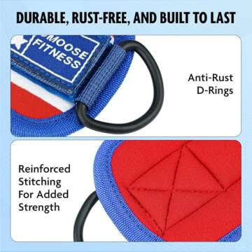 DMoose Fitness Ankle Straps for Cable Machines - One Size Fit with Premium Padding, Glute Kickback Ankle Strap for Women & Men, Cable Attachments for Gym & Booty Workouts (American - Pair)