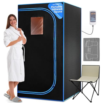 SereneLife Portable Sauna for Home - Infrared Sauna Tent with Heated Foot Pad and Folding Chair