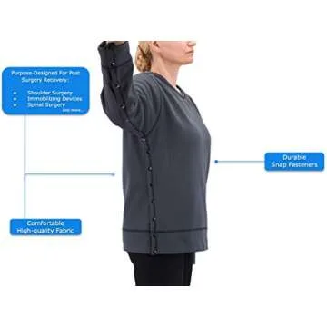 RENOVA MEDICAL WEAR Post Shoulder Surgery Sweatshirt - Men's - Women's - Unisex Sizing Black