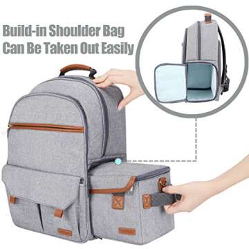 Endurax Waterproof Camera Backpack for Women and Men Fits 15.6 Laptop with Build-in DSLR Shoulder Photographer Bag (Gray)