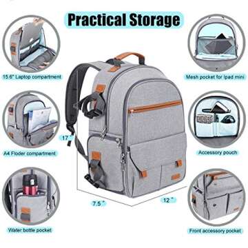 Endurax Waterproof Camera Backpack for Women and Men Fits 15.6 Laptop with Build-in DSLR Shoulder Photographer Bag (Gray)