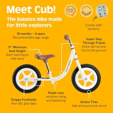 Retrospec Cub 2 Balance Bike for Toddlers 18 Months to 3 Years