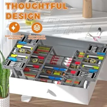 3 Tier Drawer Organizer - Expandable Junk Drawer Organizer Smart Office Supply Organizer, Folding Kitchen Drawer Storage Multi Level Desk Organizer for Makeup, Jewelry, Cosmetics Storage(2 Row 3 Tier)