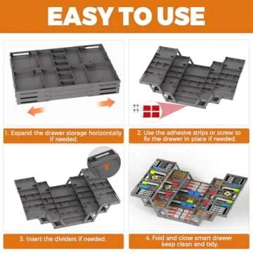 3 Tier Drawer Organizer - Expandable Junk Drawer Organizer Smart Office Supply Organizer, Folding Kitchen Drawer Storage Multi Level Desk Organizer for Makeup, Jewelry, Cosmetics Storage(2 Row 3 Tier)