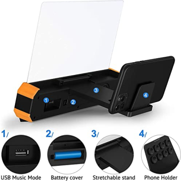 16 Inch Screen Magnifier, 3D Magnifier Projector Screen, Foldable Phone Stand with Screen Amplifier – Compatible with All Smartphones