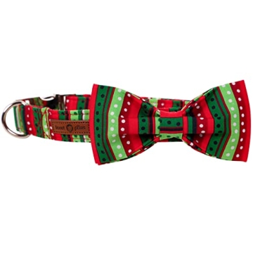 LIONET Paws Christmas Dog Collar & Bowtie, Adjustable