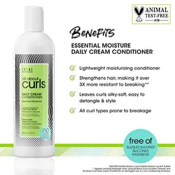 All About Curls Daily Cream Conditioner Essential Moisture for All Curly Hair Types | Strengthens | ...