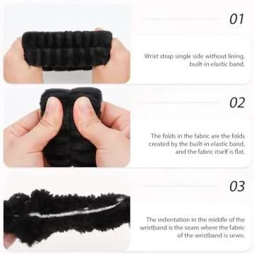 Casoty 6 Pcs Black Microfiber Hairband Set Soft Coral Fleece Material, Good Elasticity, Wide Application for Makeup Headband, Yoga, Reading, Work, Halloween Costume, Pajama Parties