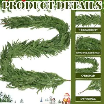 Norfolk Pine Garland 5Ft 2 Pcs Ideal for Holiday Decor