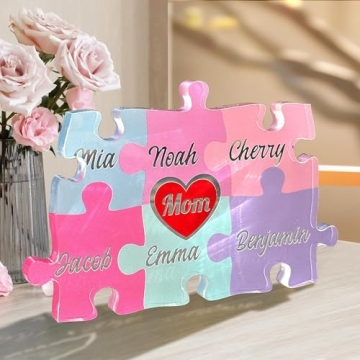 Baosity Personalized Gifts for Mom Family Names Sign, for Mom, Custom Mom Birthday Gifts Custom Hear...