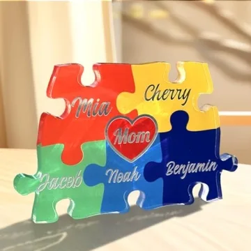 Personalized Heart Puzzle Gifts for Mom - Custom Family Keepsake