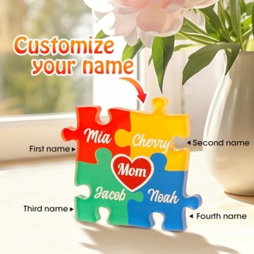 Personalized Heart Puzzle Gifts for Mom - Custom Family Keepsake