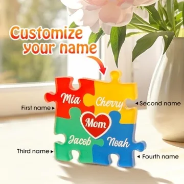 Personalized Heart Puzzle Gifts for Mom - Custom Family Keepsake