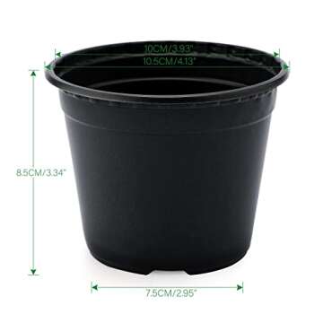 KINGLAKE 100 Pcs 4" Plastic Plants Pots Black - Perfect for Seed Starting and Plant Propagation