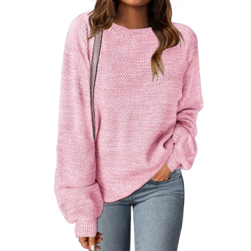 MEROKEETY Women's 2024 Fall Winter Oversized Pullover Sweater Trendy Crew Neck Long Sleeve Heathered...