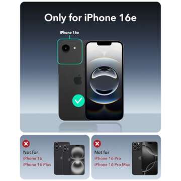 ESR for iPhone 16e Case, 23 ft Military-Grade Drop Protection, Heavy Duty Magnetic Phone Case, Compatible with MagSafe Accessories, Cyber Series, Black