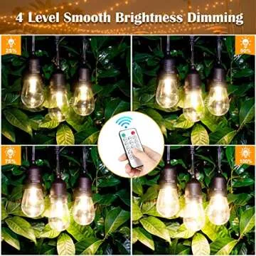 Dimmable Solar String Lights with Remote - 3-Color