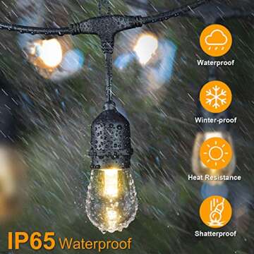 Dimmable Solar String Lights with Remote - 3-Color