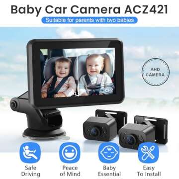 Itomoro Baby Car Mirror,HD Dual Channel with 2 IR Night Vision Camera, 5 Mins Easy Installation Baby...