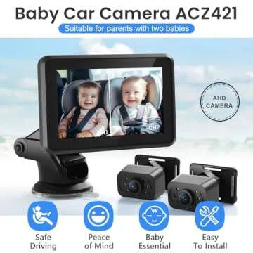 Itomoro Baby Car Mirror,HD Dual Channel with 2 IR Night Vision Camera, 5 Mins Easy Installation Baby...