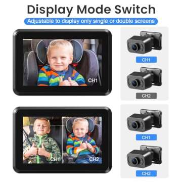 Itomoro Baby Car Mirror,HD Dual Channel with 2 IR Night Vision Camera, 5 Mins Easy Installation Baby Car Mirror Clear Car Baby Camera for Rear Facing Seat Backseat
