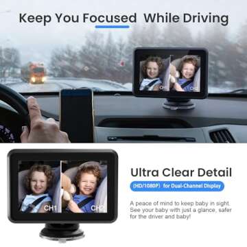 Itomoro Baby Car Mirror,HD Dual Channel with 2 IR Night Vision Camera, 5 Mins Easy Installation Baby Car Mirror Clear Car Baby Camera for Rear Facing Seat Backseat