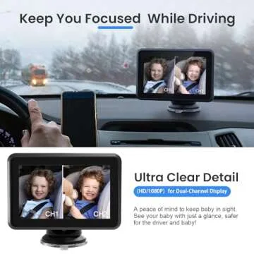 Itomoro Baby Car Mirror,HD Dual Channel with 2 IR Night Vision Camera, 5 Mins Easy Installation Baby Car Mirror Clear Car Baby Camera for Rear Facing Seat Backseat