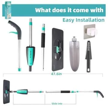 Microfiber Spray Mop for Floor Cleaning Wet Dry, Home Kitchen Hardwood Floor 360° Spin Flat Dust Mops with 12 FL.OZ. Refillable Bottle Include 4 Microfiber Reusable Pads 1 Scrubber and 1 Mop Holder