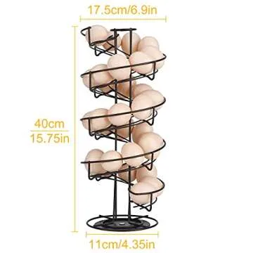 Toplife Spiral Design Metal Egg Skelter Dispenser Rack for Storage Display