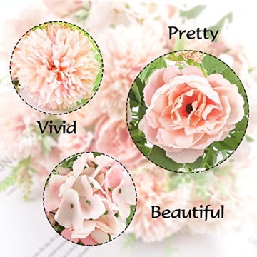 Whonline 3 Packs Pink Artificial Flowers for Home Decor