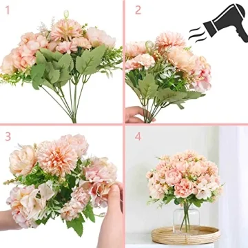 Whonline 3 Packs Pink Artificial Flowers for Home Decor