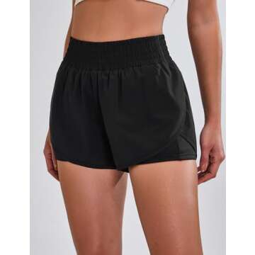 BMJL Women's Running Shorts High Waisted Side Pocket Athletic Shorts with Stylish Slit