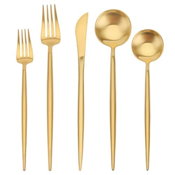 Matte Gold 20-Piece Silverware Set for Elegant Dining