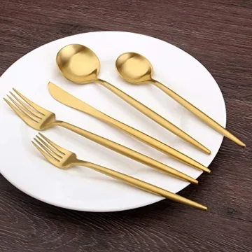 Matte Gold 20-Piece Silverware Set for Elegant Dining
