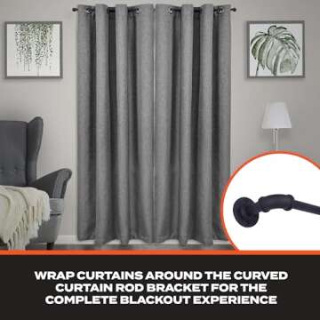 Sun Zero 3/4" Adjustable Blackout Curtain Rod, 36-66"