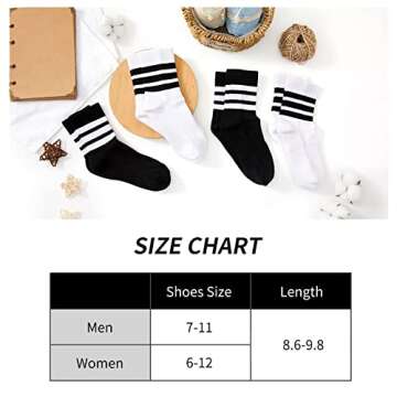 JIUMUWANG Womens Crew Socks Size 9-11, Anti-odour Striped Crew Socks, Wicking Moisture Performance Crew Socks (4 Pairs)