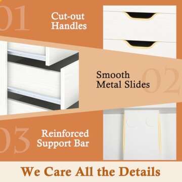 Giantex 5-Drawer Mobile Storage Cabinet with Wheels - Rolling Lateral Filing Under Desk Chest of Drawers, 19.5" x 16" x 25.5" Office Cabinet for Living Room, Study