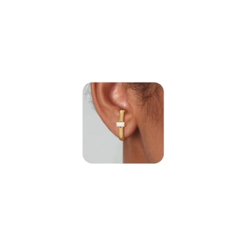 Risamil Gold Stud Earrings for Women, Dainty Cubic Zirconia Earrings Studs 14K Gold Earrings Minimal...
