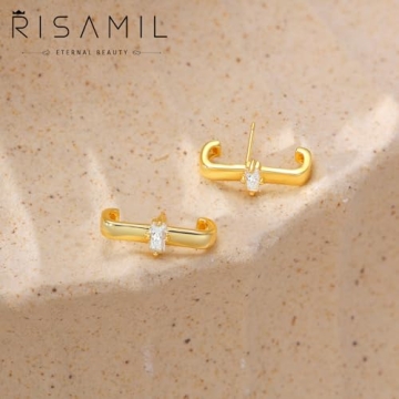 Risamil Gold Stud Earrings for Women Stylish Lightweight Jewelry