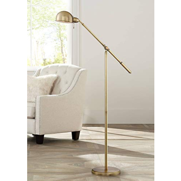 360 Lighting Dawson Traditional Task Pharmacy Light Floor Lamp - Adjustable Antique Brass