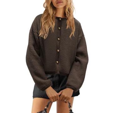 Nirovien Sherpa Jacket for Women Oversized Fleece Jacket Button Up Fuzzy Jacket Fluffy Warm Winter C...