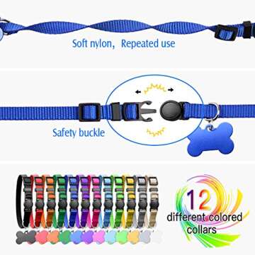 Upgraded Puppy Collars for Litter Puppy ID Collars Whelping Supplies Soft Nylon Breakaway Coloured C...