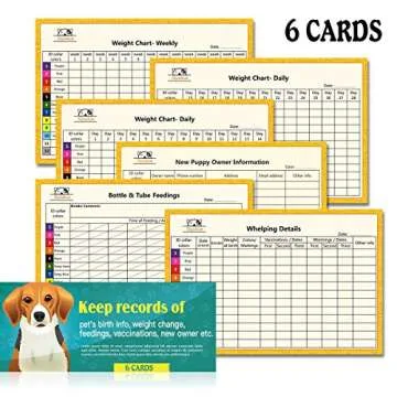 Upgraded Puppy Collars for Litter Puppy ID Collars Whelping Supplies Soft Nylon Breakaway Coloured Collars with 12 ID Tags and 6 Record Keeping Charts(S)