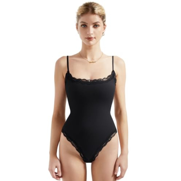 SUUKSESS Women's Elegant Lace Bodysuit - Sleeveless & Square Neck