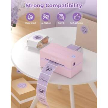 MUNBYN 2 Inch Purple Circle Thermal Labels for Printing