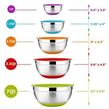 E-far Mixing Bowls Set with Colorful Airtight Lids