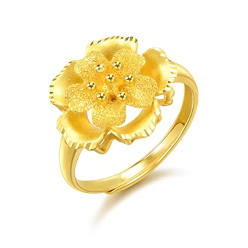 CHOW SANG SANG 999.9 24K Solid Gold Price-by-Weight 7.11g Gold Flower Ring for Women and Wedding Occ...