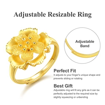 Elegant 24K Gold Flower Ring for Women by Chow Sang Sang